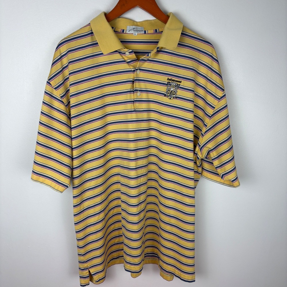 Vintage Nick Price Indianwood 1925 Striped Golf Polo Shirt XXL Menswear - Picture 4 of 5